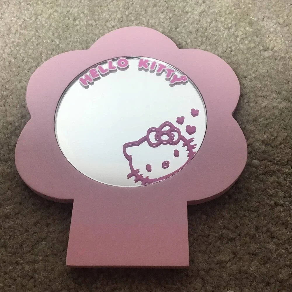 Vintage 2005 Sanrio Hello Kitty Wood Jewelry Box Mirror Rhinestone Y2K RARE